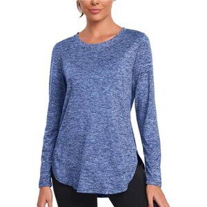 Women's Long Sleeve Workout Shirts Running Yoga Tops Athletic Sport Tee